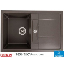 Гранитная кухонная мойка Platinum 7850 TROYA матовая Темная скала