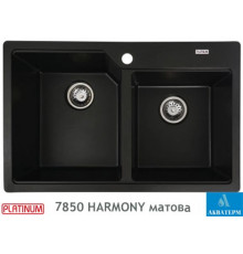 Гранитная кухонная мойка Platinum 7850 HARMONY матовая Черная