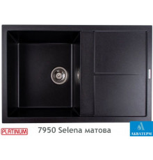 Гранітна кухонна мийка Platinum 7950 Selena матова Чорний металік