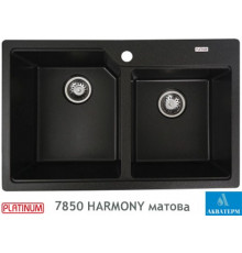 Гранітна кухонна мийка Platinum 7850 HARMONY матова Чорний металік