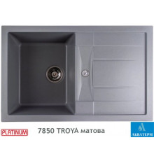 Гранитная кухонная мойка Platinum 7850 TROYA матовая Серый металлик