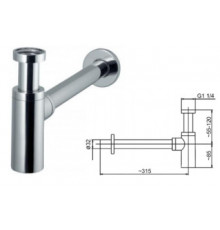 Сифон металический никелированный Цилиндр Armatura 600-003-00