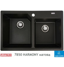 Гранітна кухонна мийка Platinum 7850 HARMONY матова Чорна GOLD